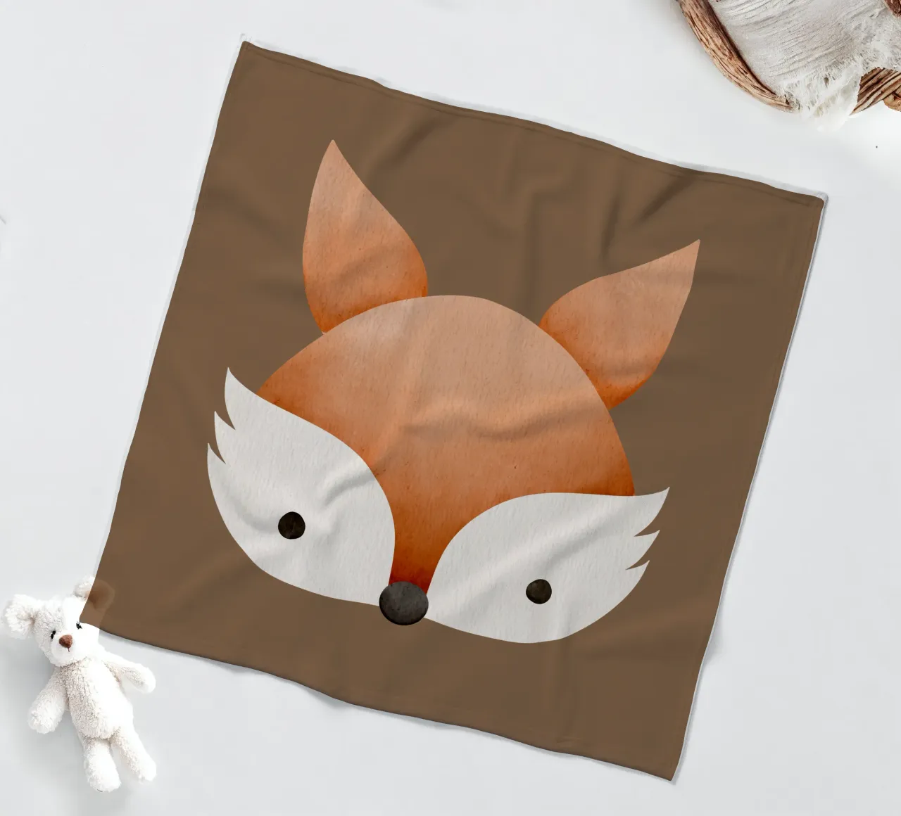 Illustrazione di volpe ad acquerello - Design minimalista coperta in pile da CoelfenArt