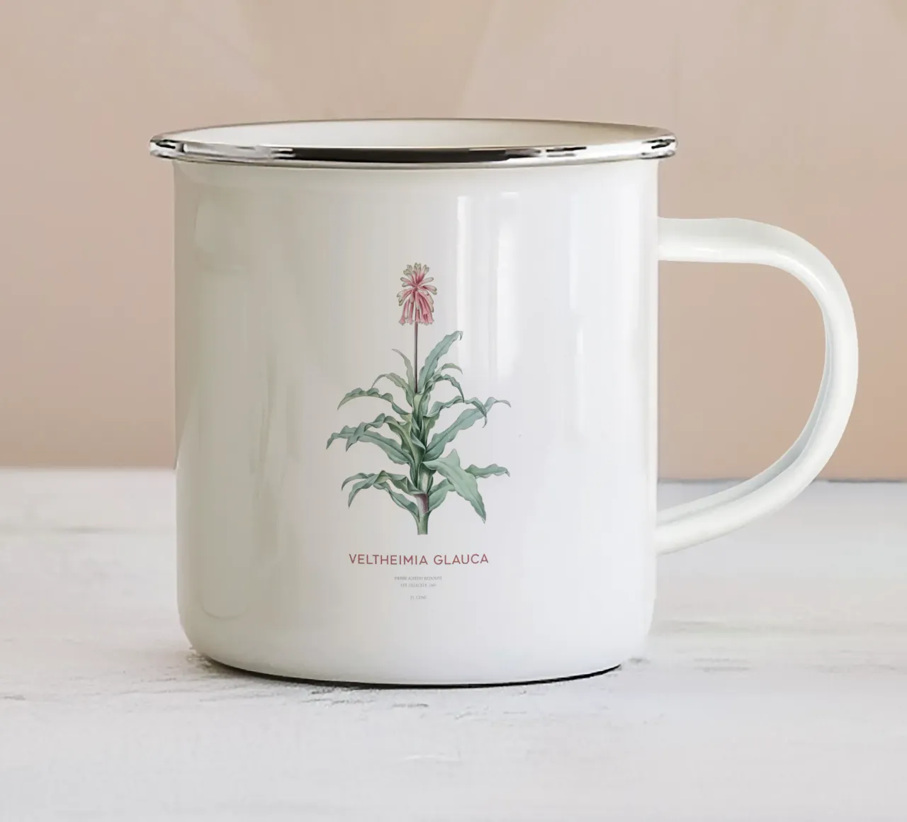 Giglio di bosco o Veltheimia glauca tazza in smalto da Vintagrafica