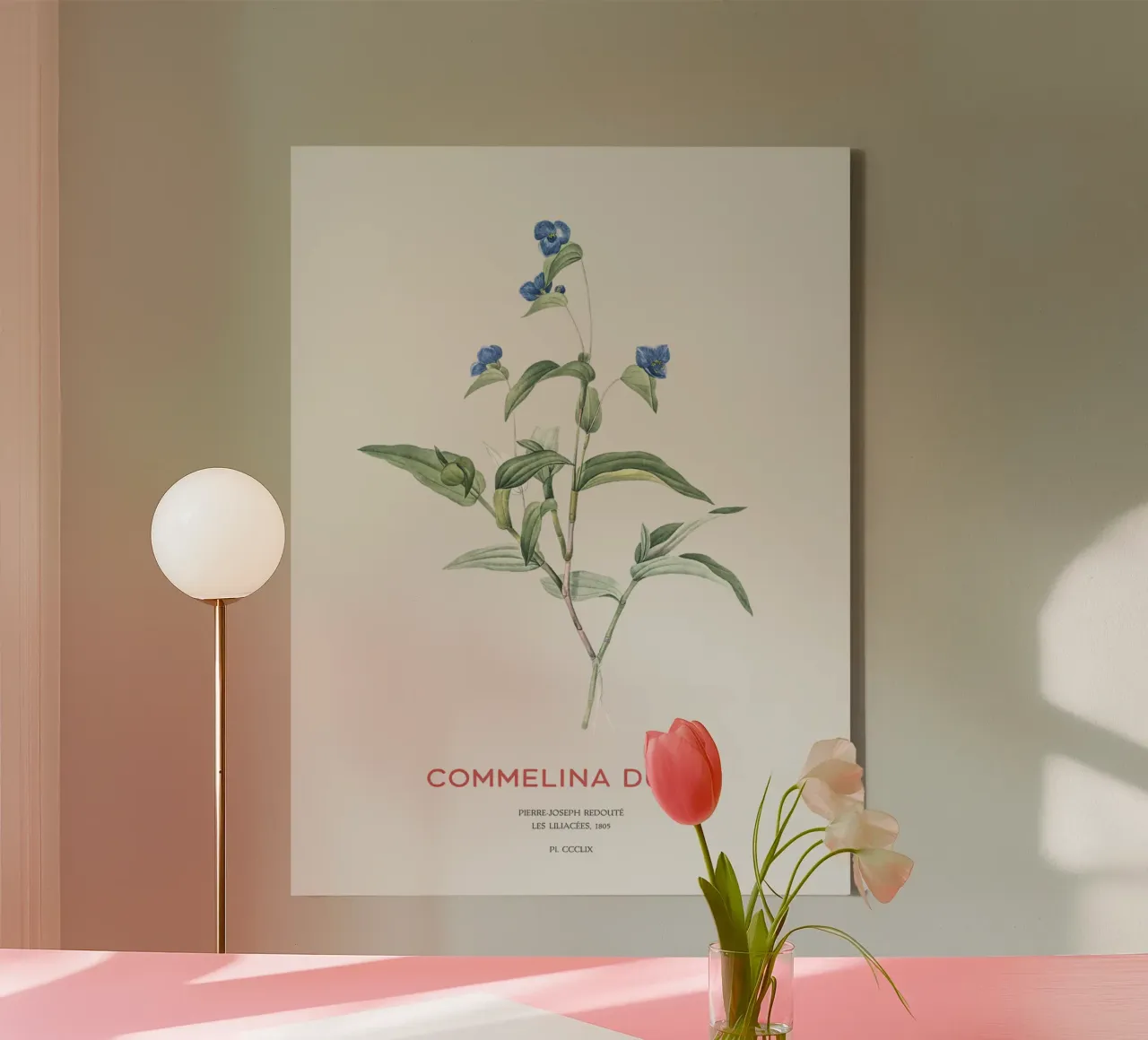 Blauw spinnekruid of Commelina dubia canvas van Vintagrafica