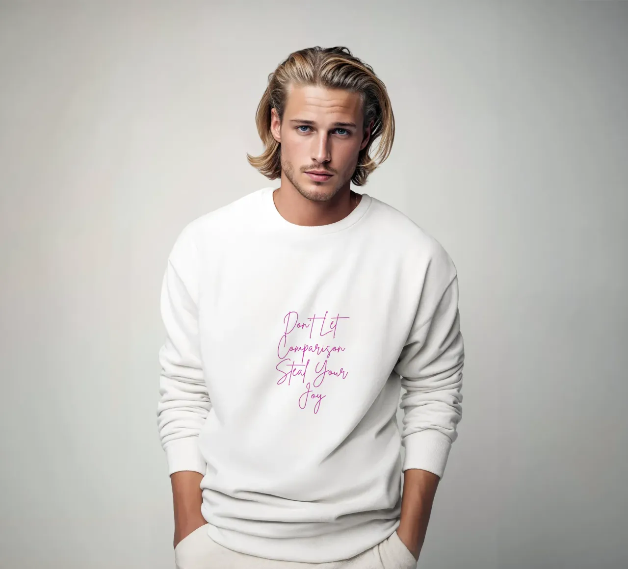 "Don't Let Comparison Steal Your Joy" Neon Pink felpa da FABOArt