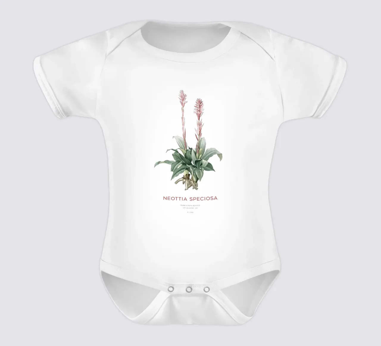Orchidea signora latinoamericana o Neottia speciosa body neonato maniche corte da Vintagrafica