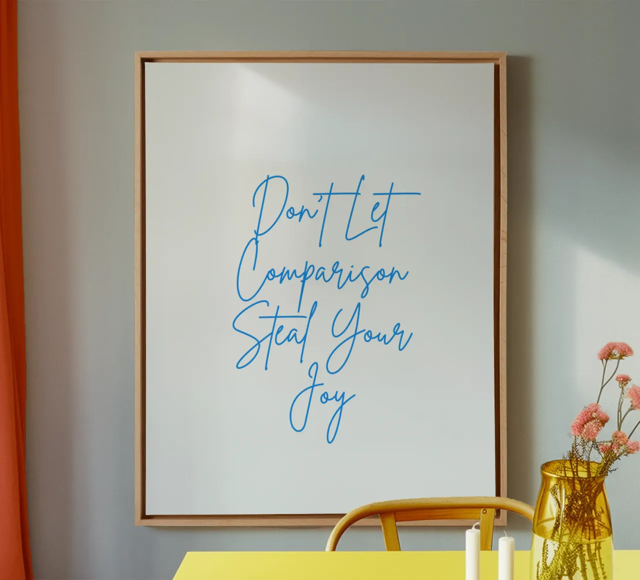 "Don't Let Comparison Steal Your Joy" Blue Text tela con Cornice a cassetta da FABOArt