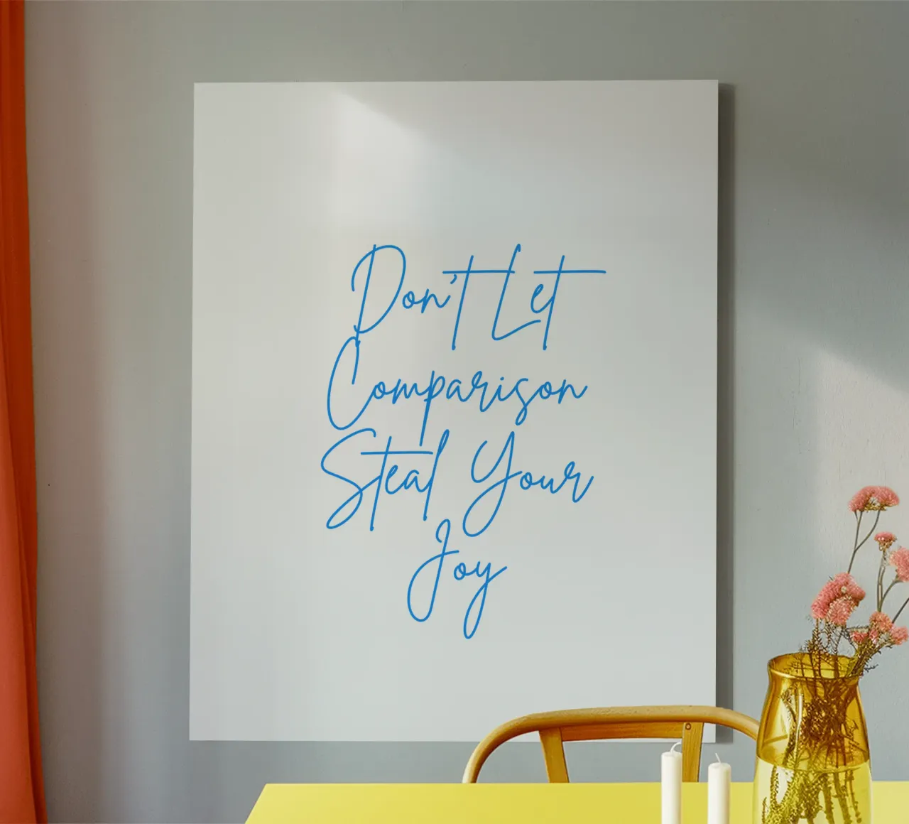 "Don't Let Comparison Steal Your Joy" Blue Text tela con Cornice a cassetta da FABOArt