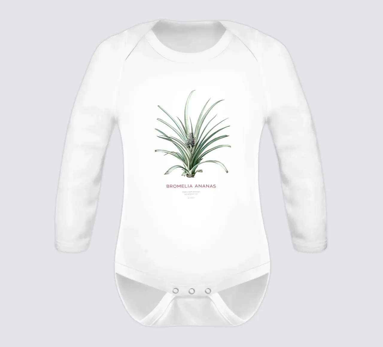 Pineapple or Bromelia ananas long-sleeve baby romper by Vintagrafica