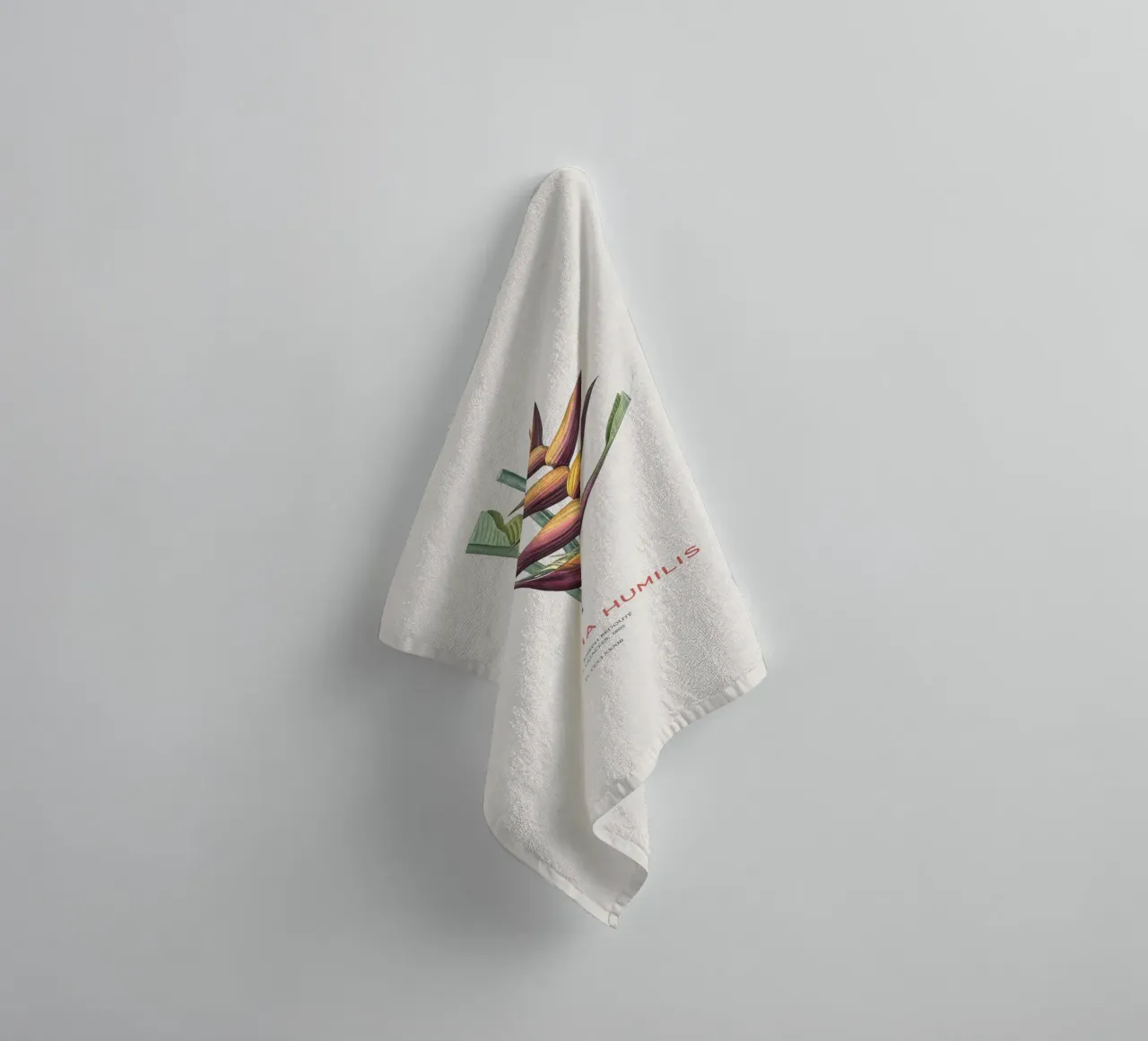 Parakeet flower or Heliconia humilis towel by Vintagrafica