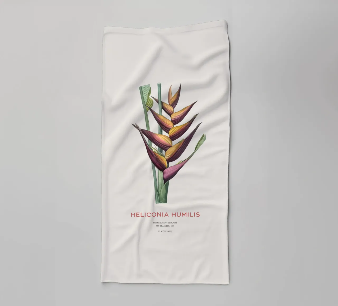 Parakeet flower or Heliconia humilis towel by Vintagrafica