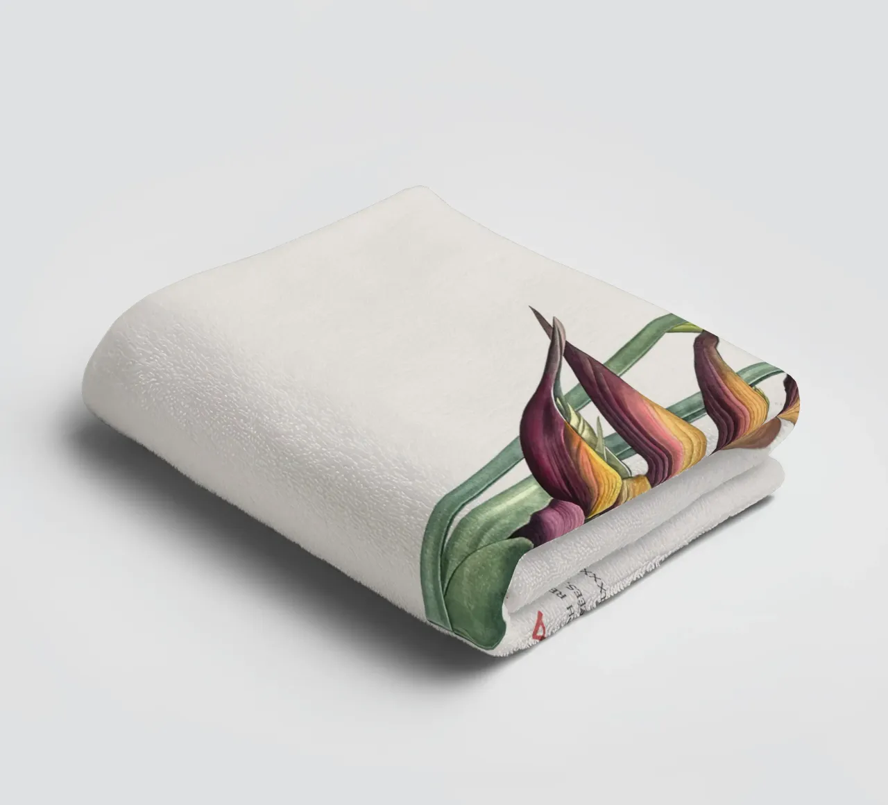 Parakeet flower or Heliconia humilis towel by Vintagrafica