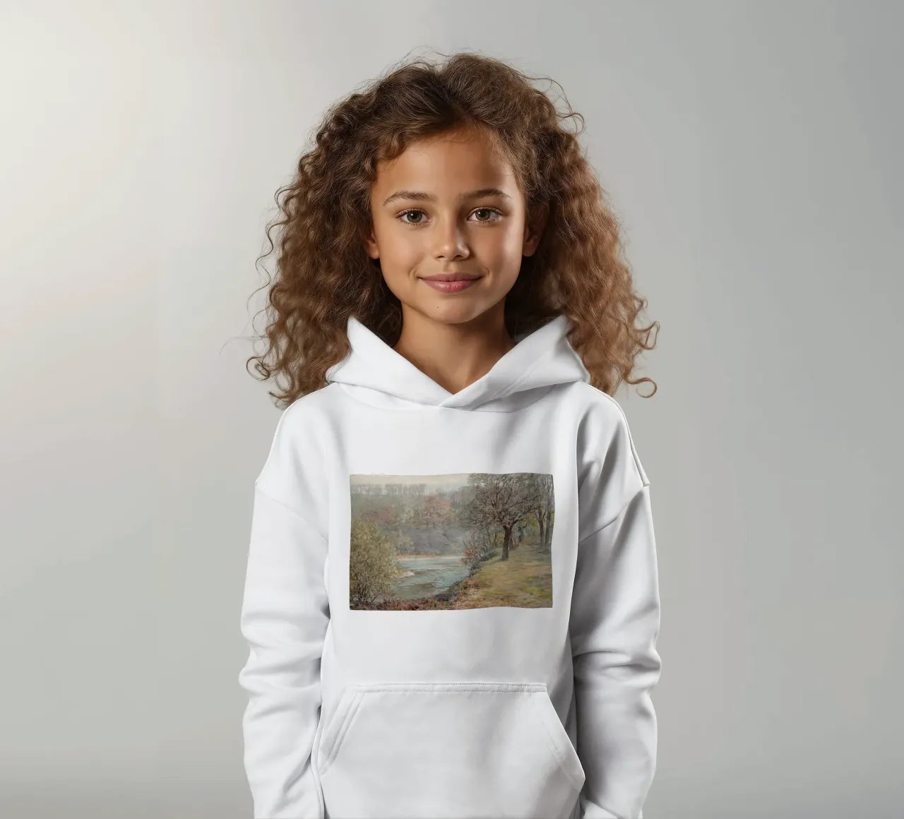River landscape in autumn Kinder Hoodie von apoloprints