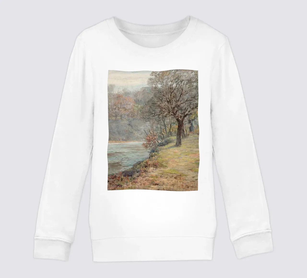 River landscape in autumn kids sweatshirt by apoloprints