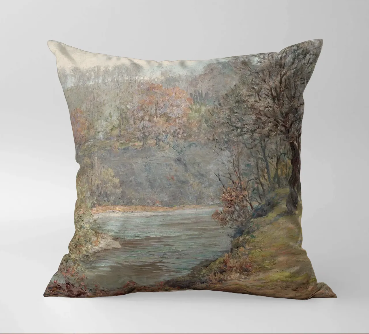 River landscape in autumn cuscino da apoloprints