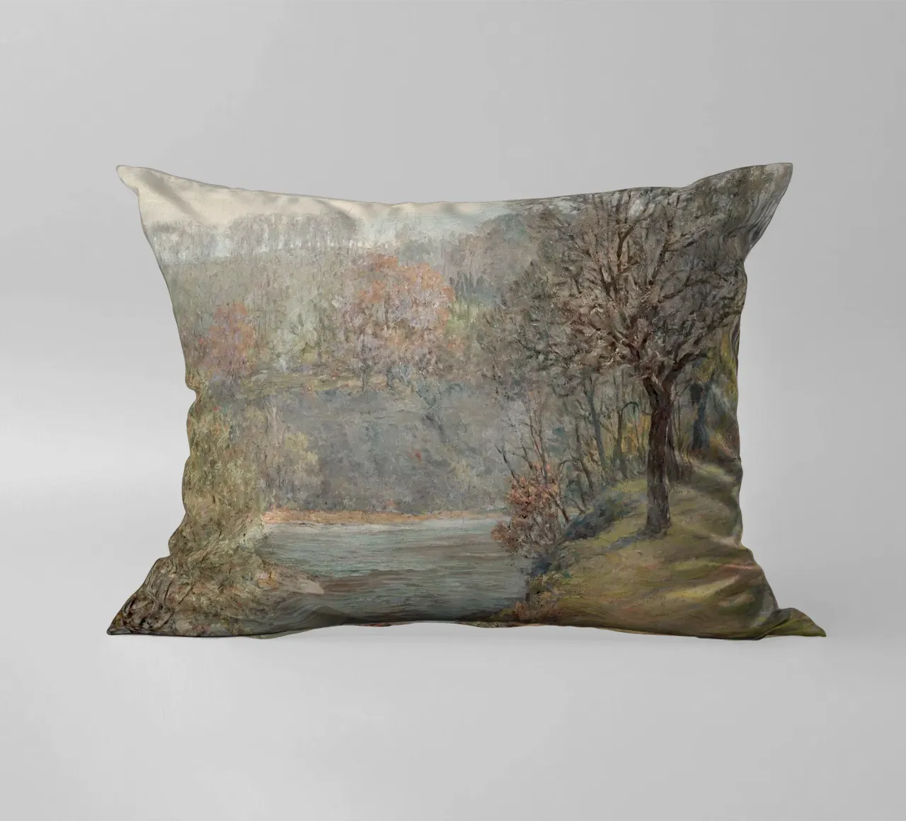 River landscape in autumn cuscino da apoloprints