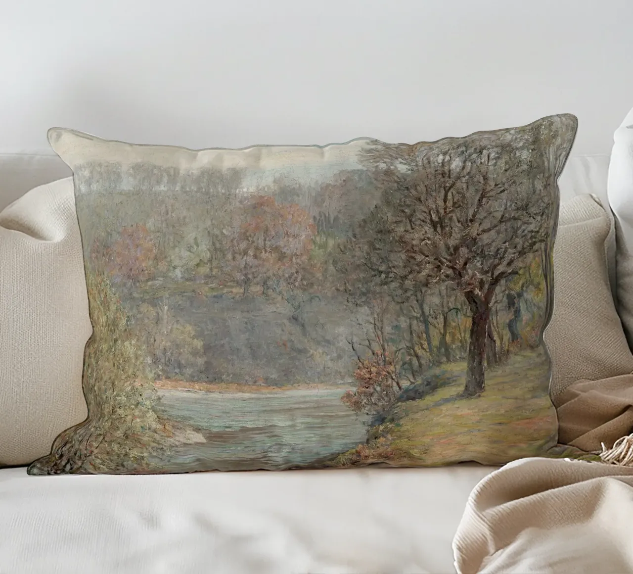 River landscape in autumn cuscino da apoloprints