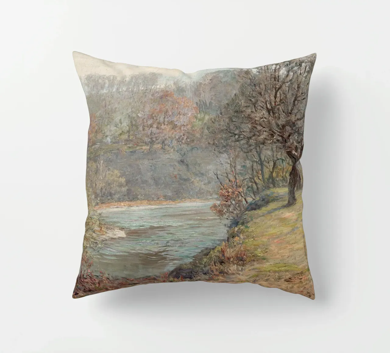 River landscape in autumn cuscino da apoloprints