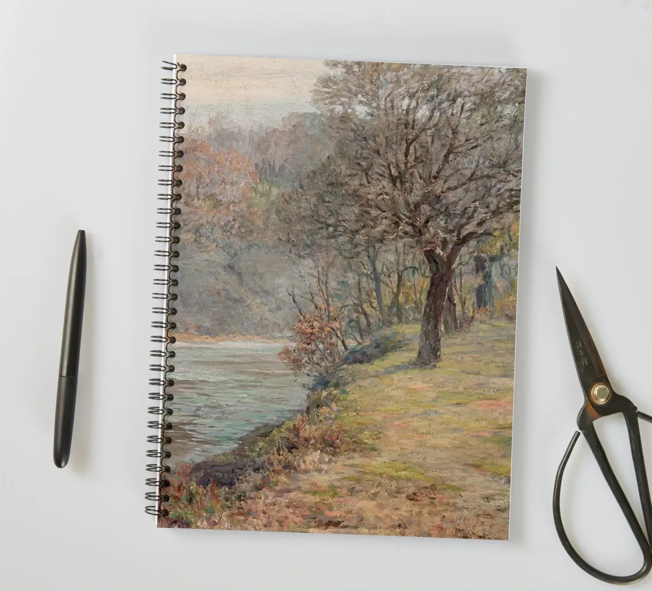 River landscape in autumn spiral notebook by apoloprints