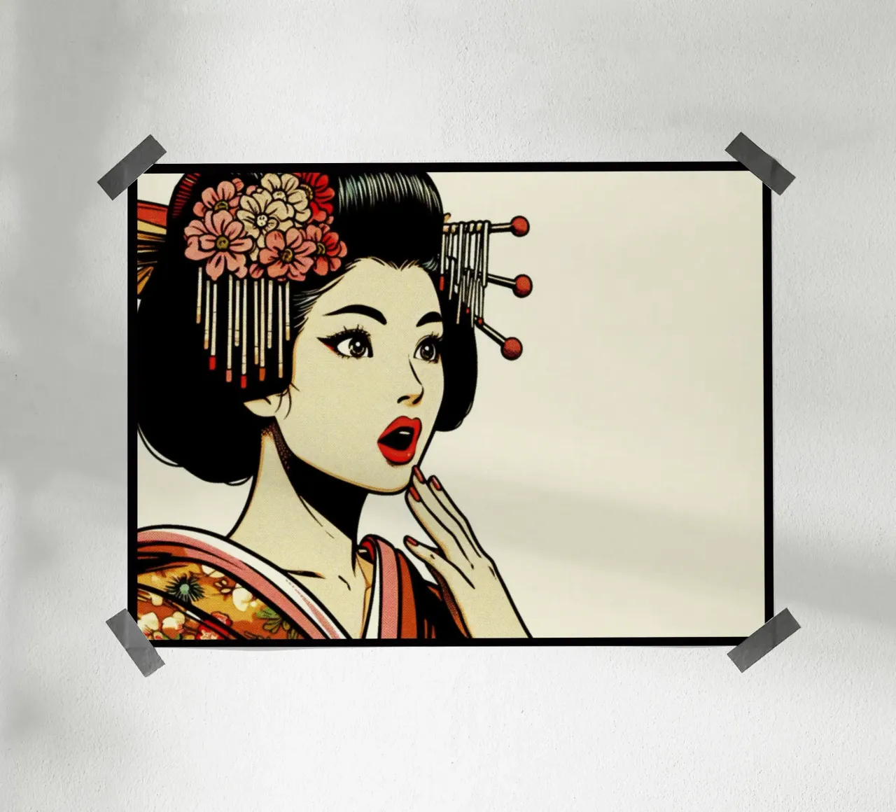 Geisha - Stampa poster d'epoca poster con telaio in plastica da posterprints-by-nomad
