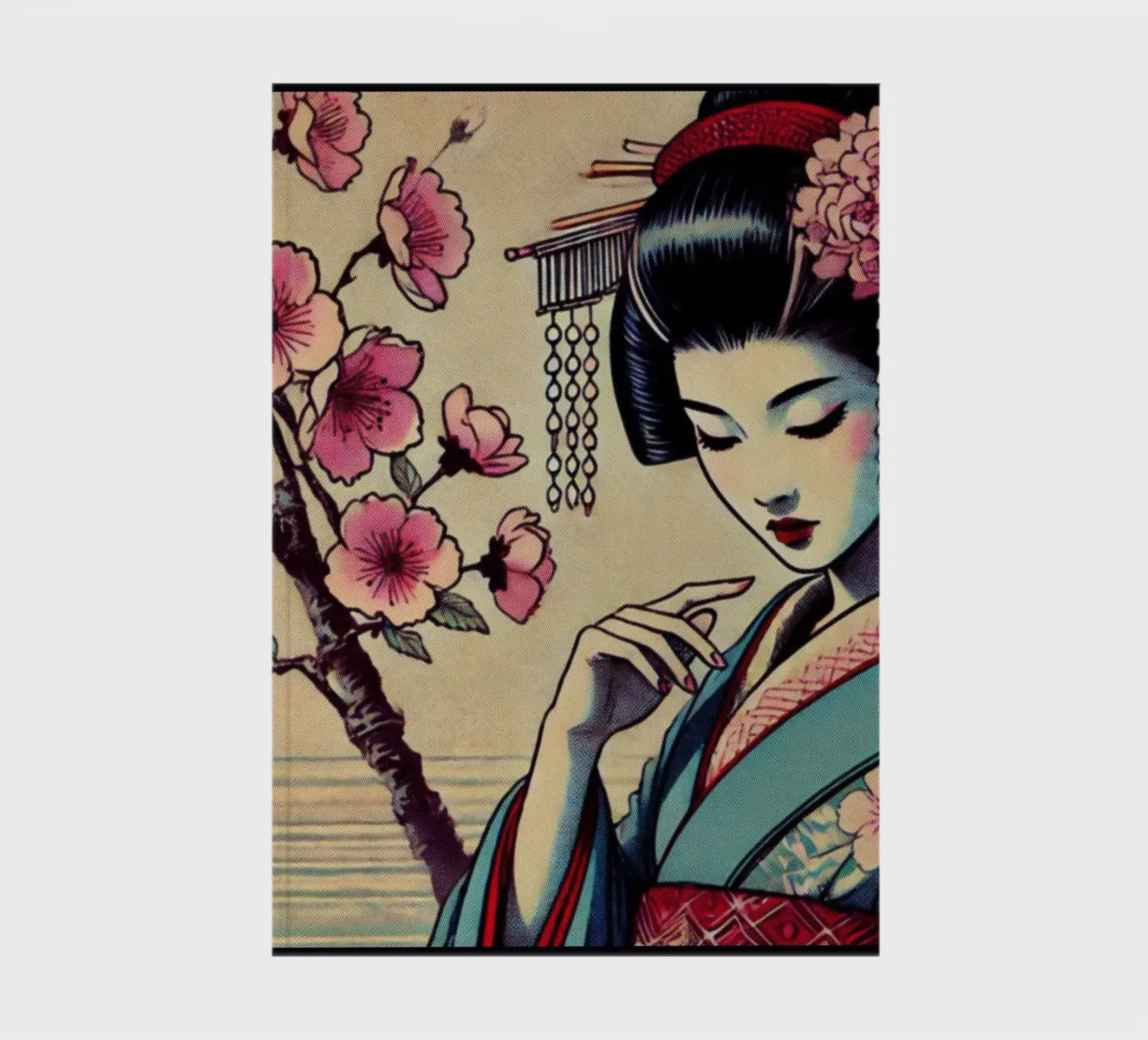 Geisha - Vintage poster print notebook by posterprints-by-nomad