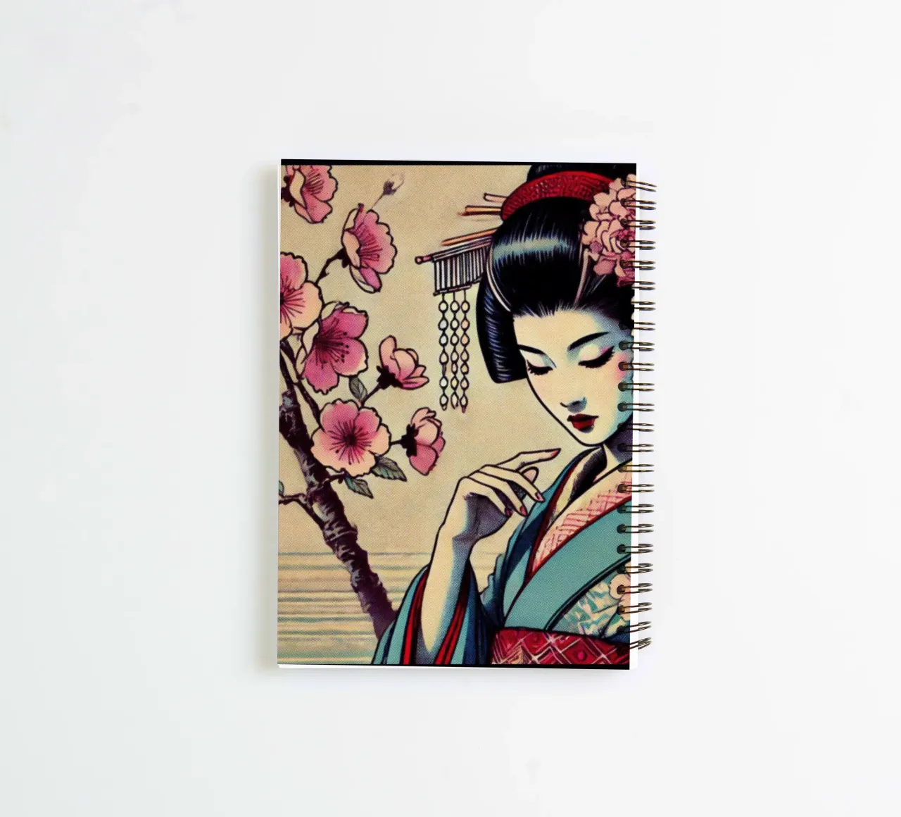 Geisha - Vintage poster print spiral notebook by posterprints-by-nomad