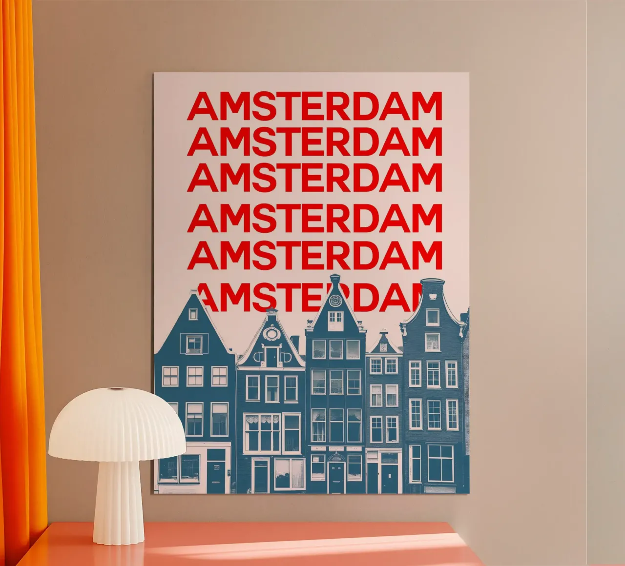 Amsterdam Cityscape poster with aluminum frame by Attaboy Dsgn