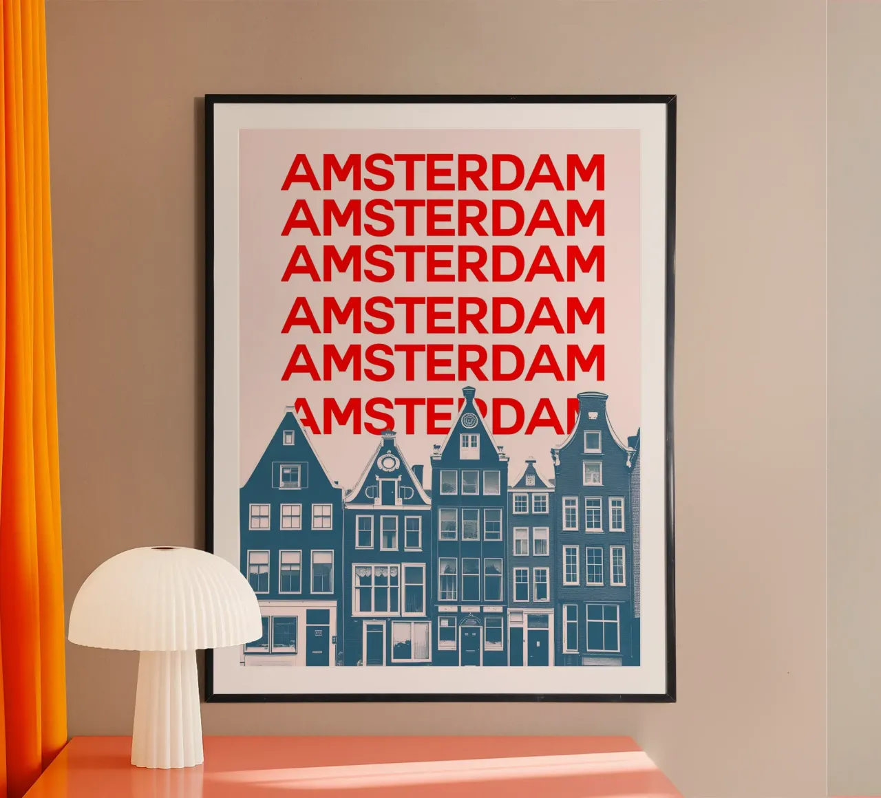 Amsterdam Cityscape poster with aluminum frame by Attaboy Dsgn