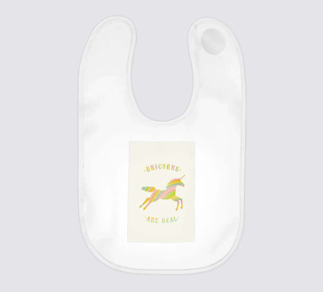 Unicorns Are Real II baby bib by Florent Bodart