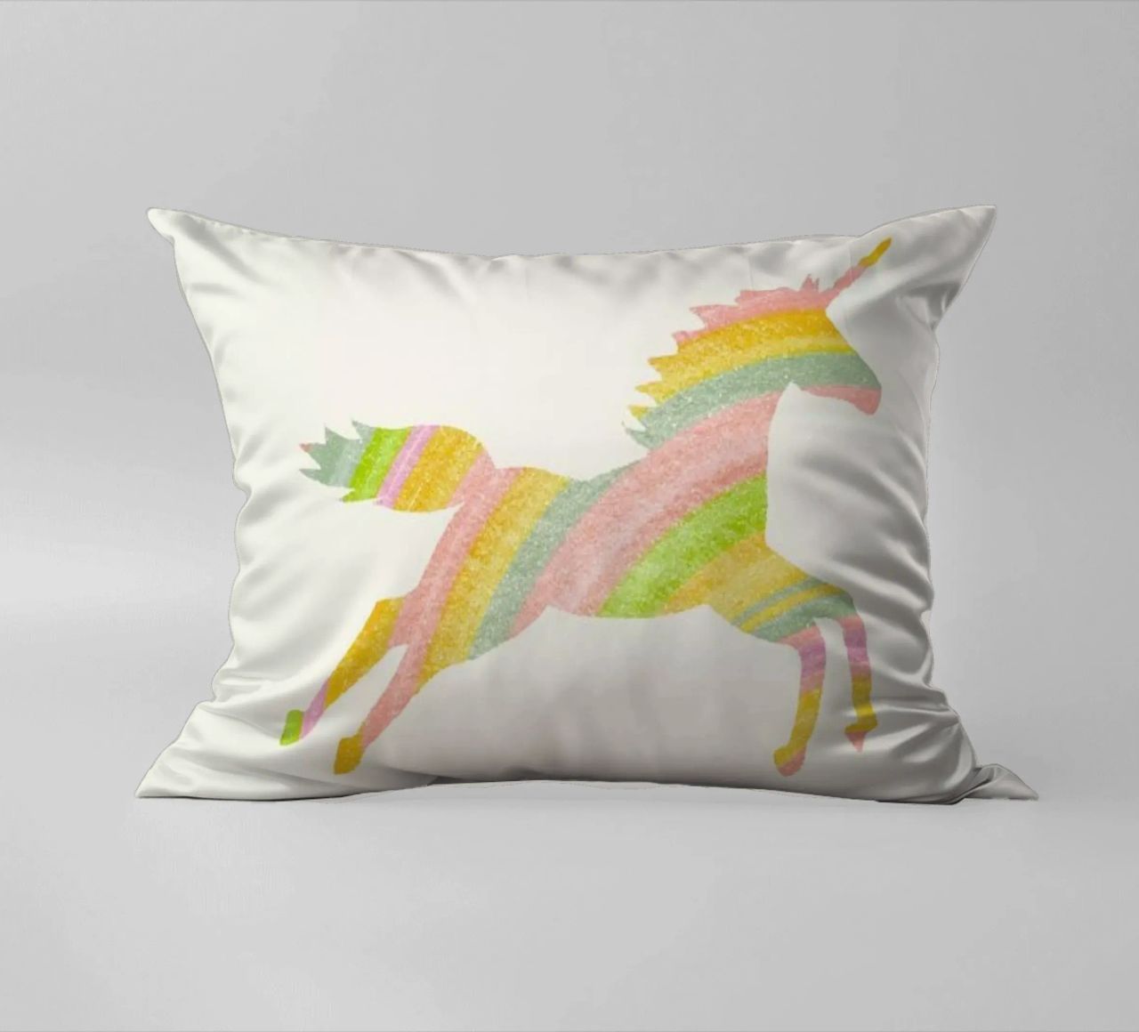 Unicorns Are Real II decorative cushion by Florent Bodart