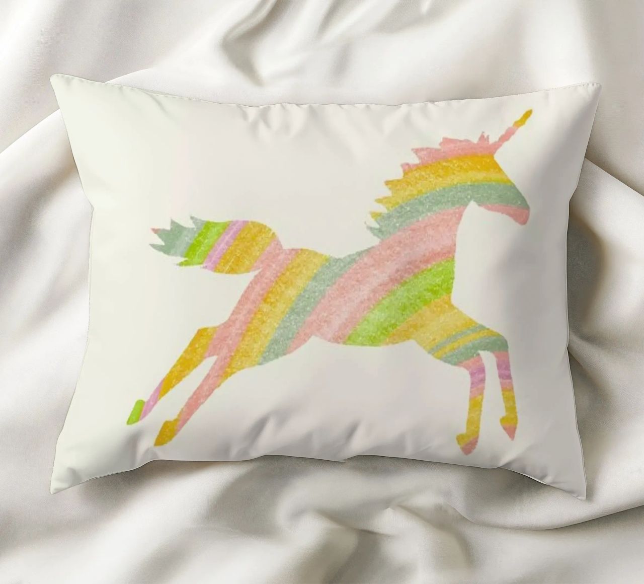 Unicorns Are Real II decorative cushion by Florent Bodart