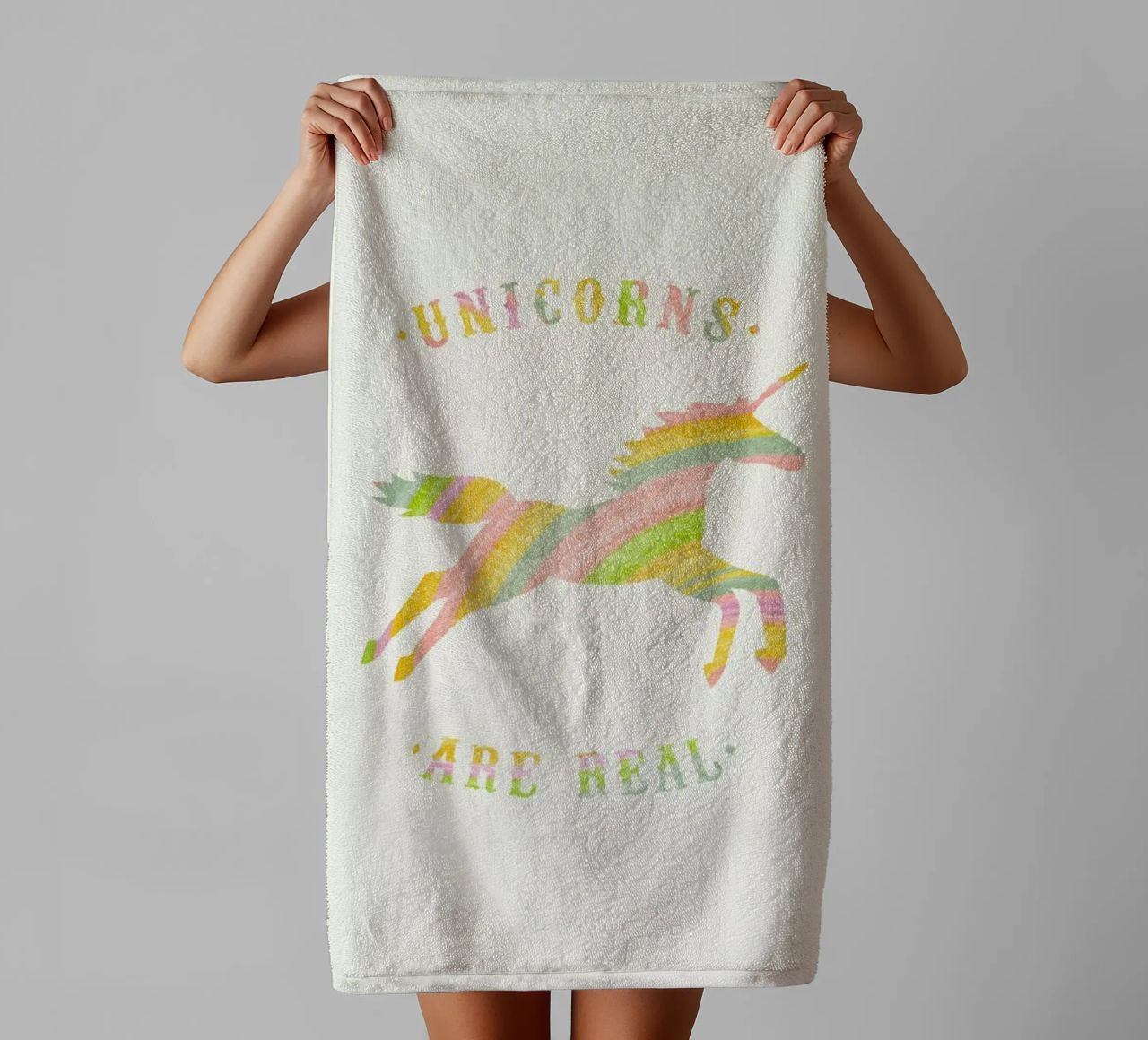 Unicorns Are Real II towel by Florent Bodart
