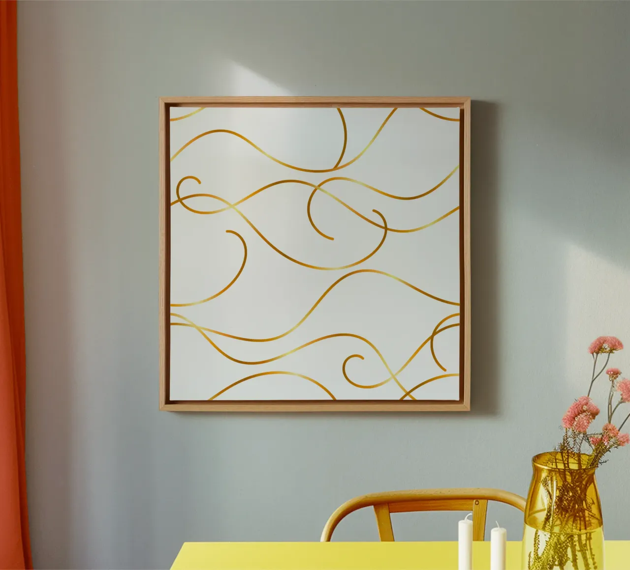 Luxe golven met gouden effect canvas met Baklijst van GraffiTimi