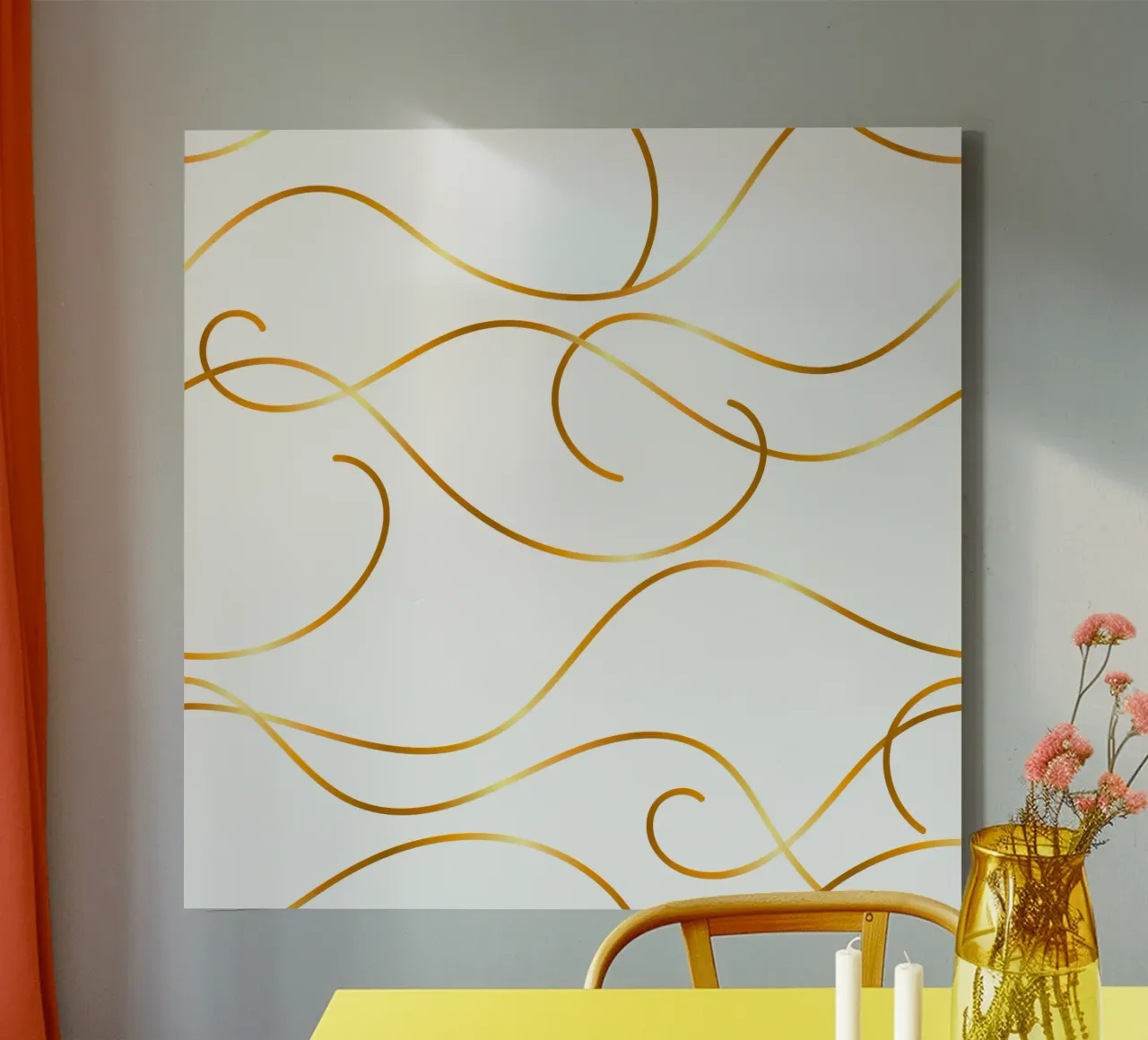 Luxe golven met gouden effect canvas met Baklijst van GraffiTimi