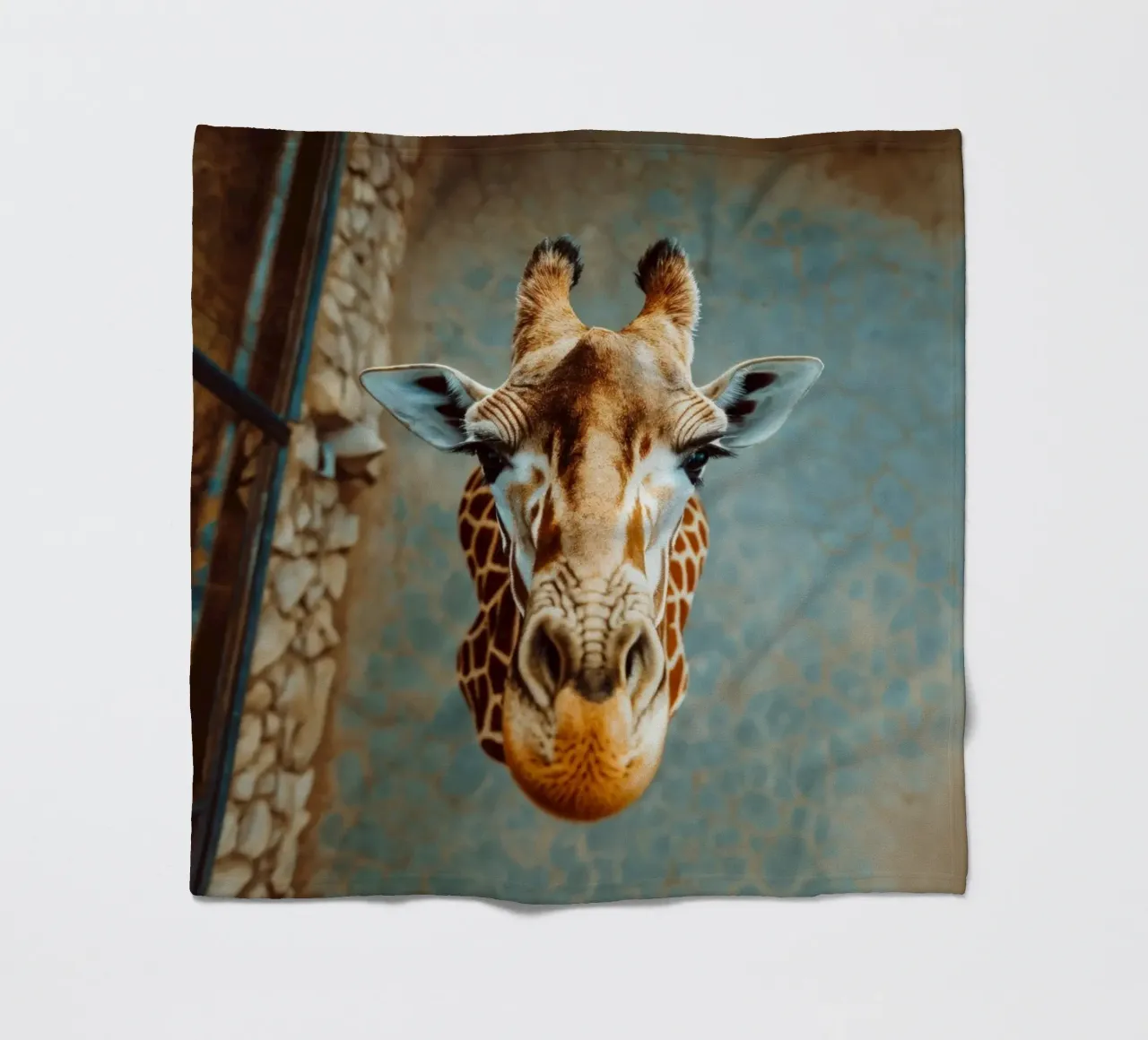 Giraffa che guarda verso l'alto coperta in pile da Lisa Artifexia