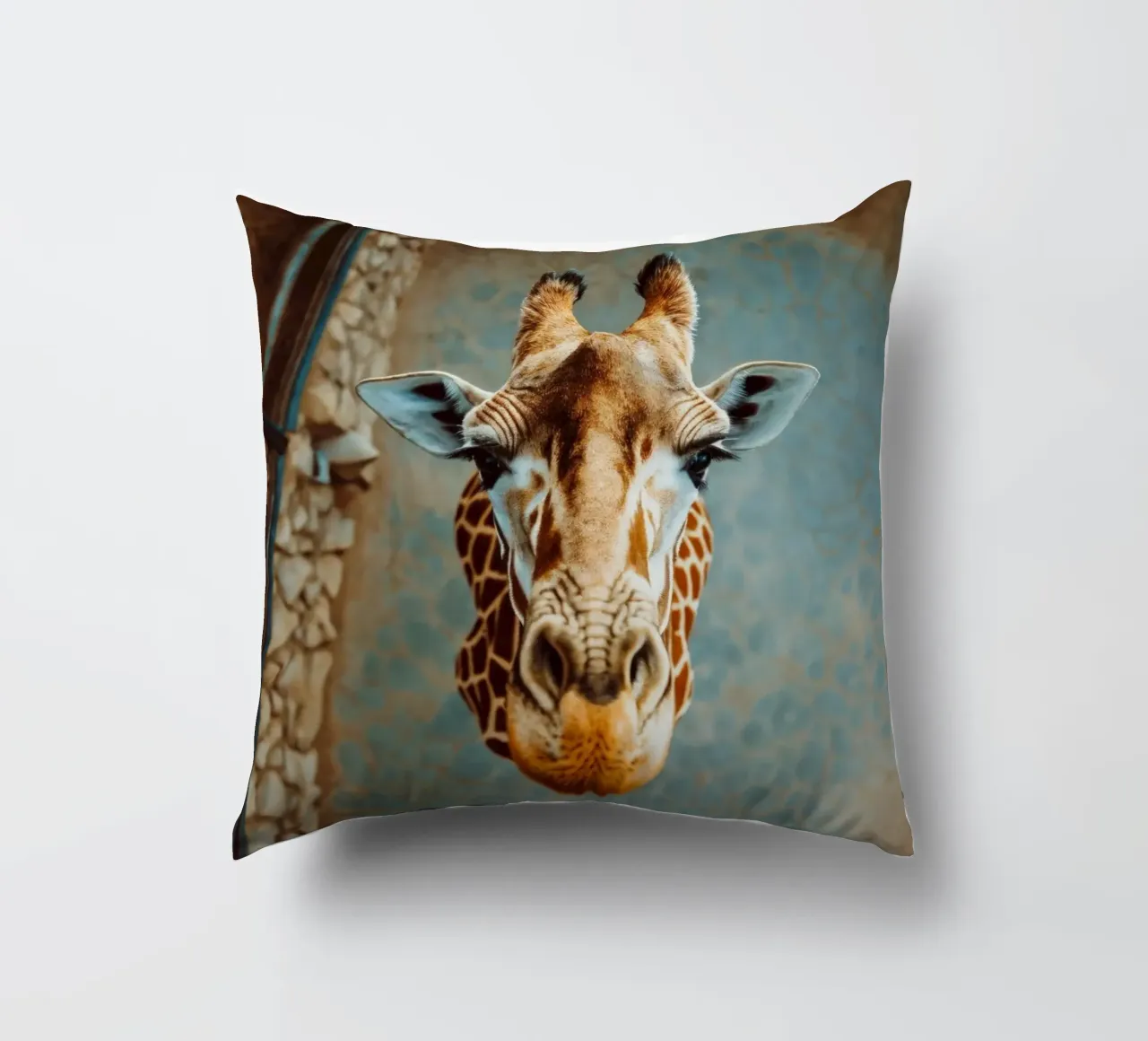 Giraffa che guarda verso l'alto cuscino da Lisa Artifexia