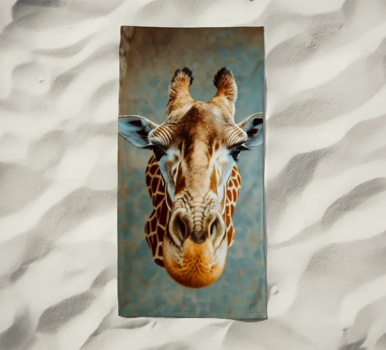 Giraffa che guarda verso l'alto telo mare da Lisa Artifexia