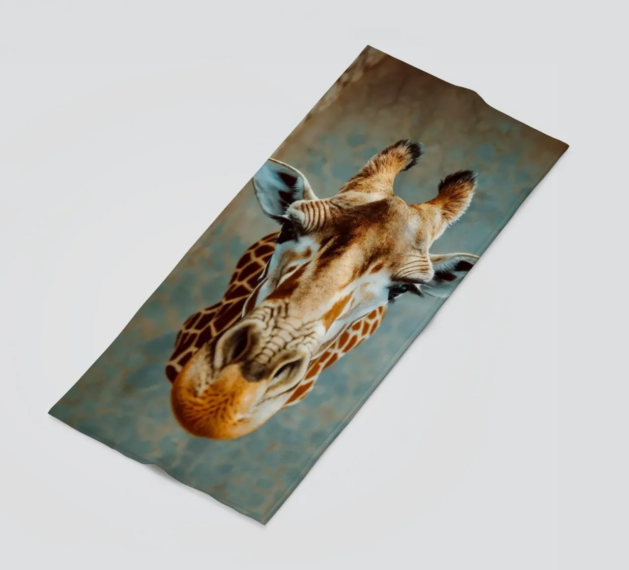 Giraffa che guarda verso l'alto telo mare da Lisa Artifexia