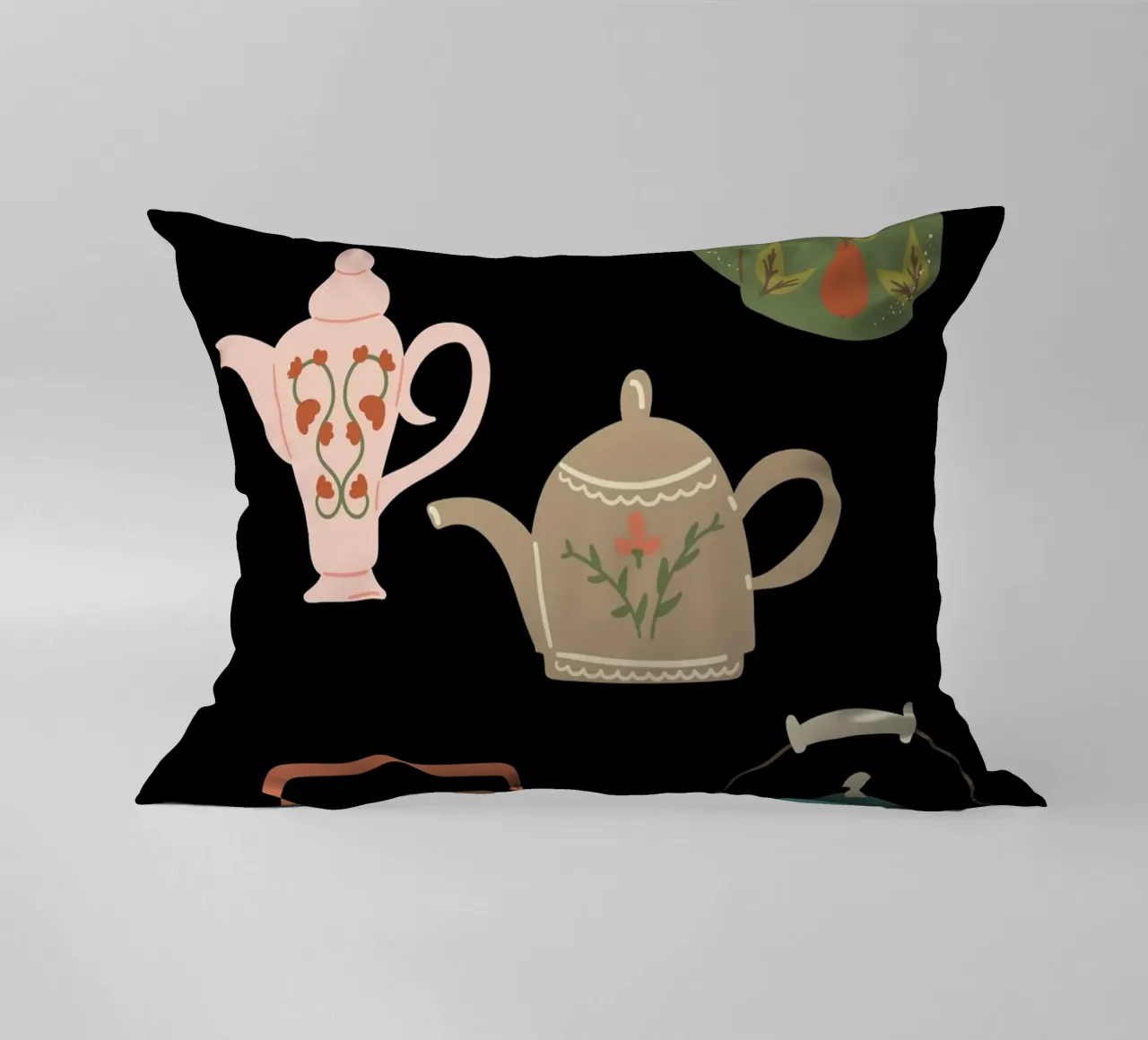 Collection ofteapots decorative cushion by LisaArtes