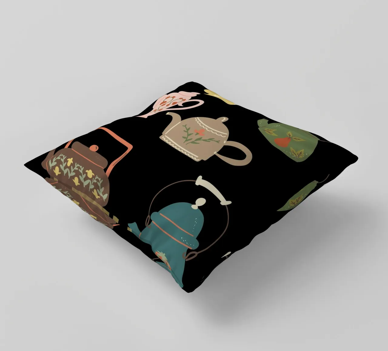Collection ofteapots decorative cushion by LisaArtes