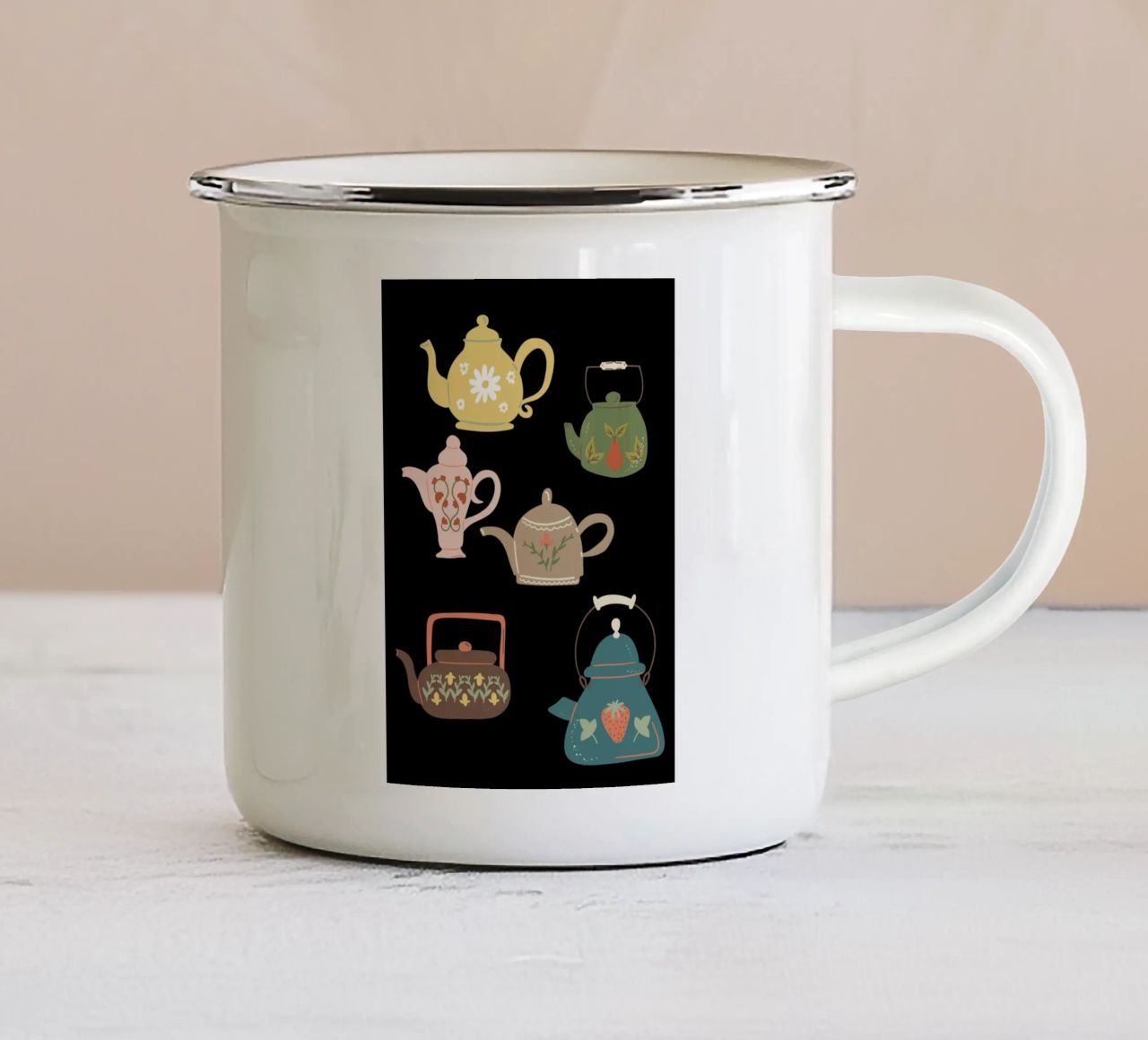 Collection ofteapots enamel mug by LisaArtes