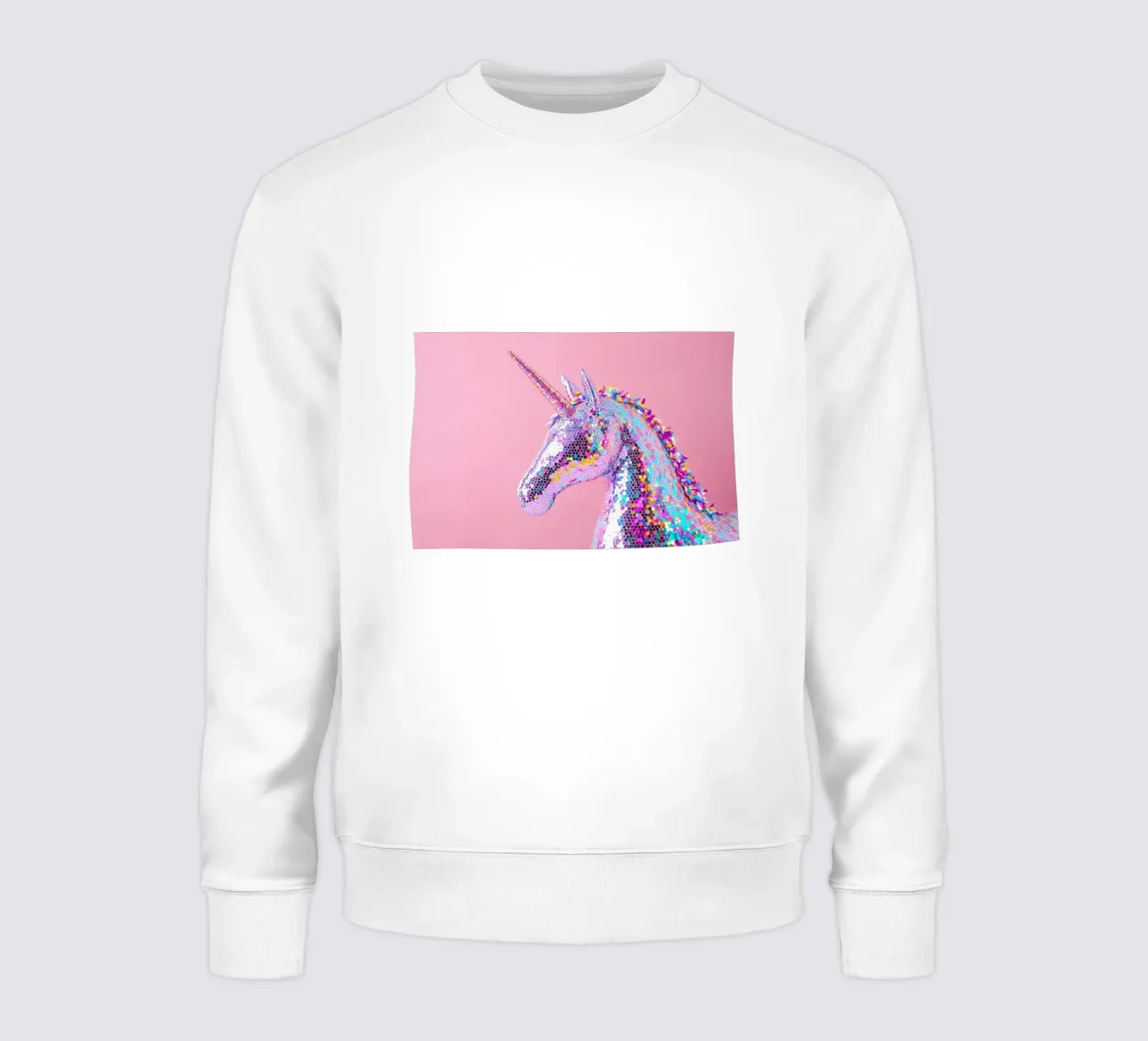 Licorne holographique sur fond rose sweat de Lisa Artifexia