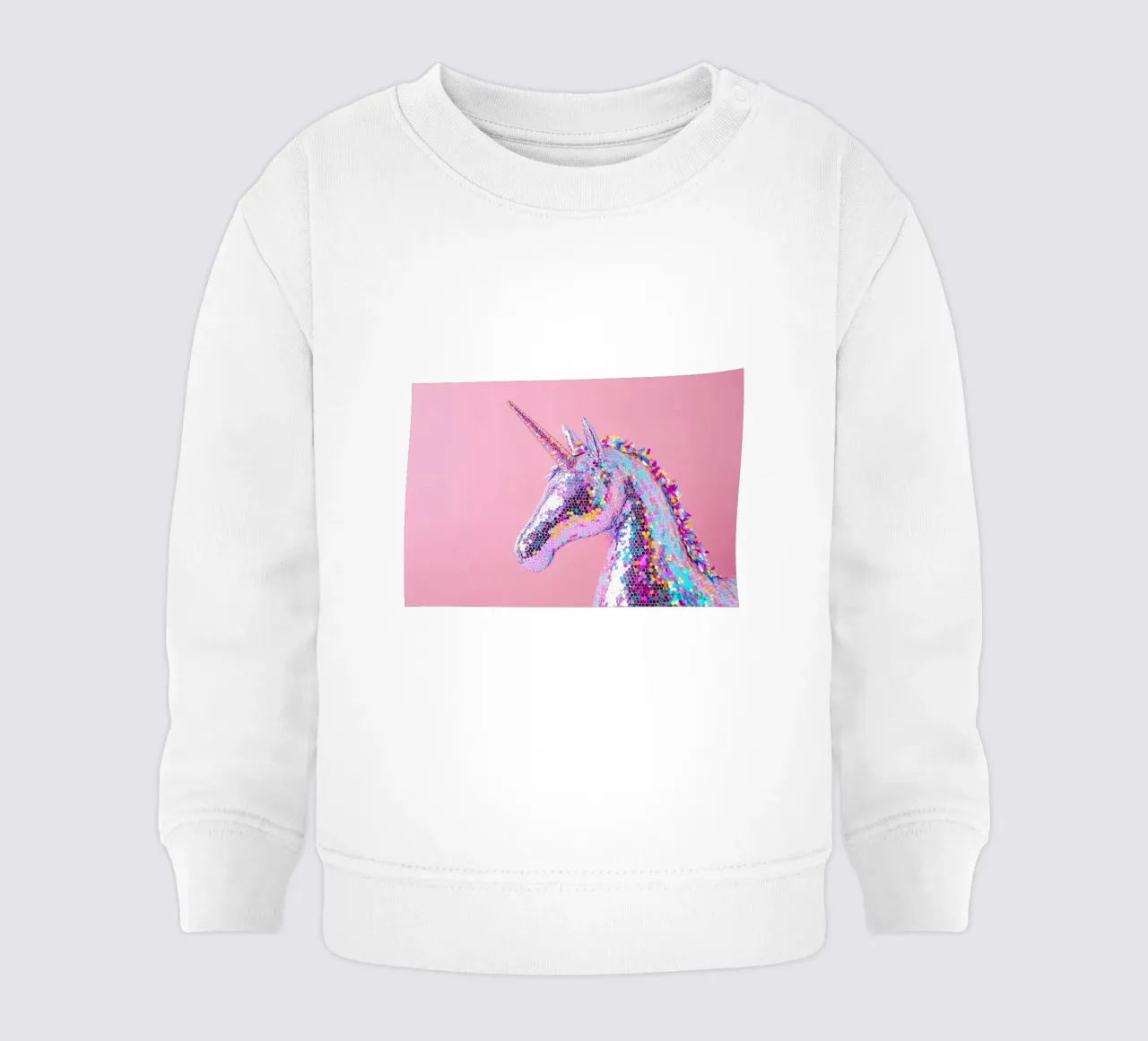 Holografisches Einhorn auf rosa Hintergrund Baby Sweatshirt von Lisa Artifexia