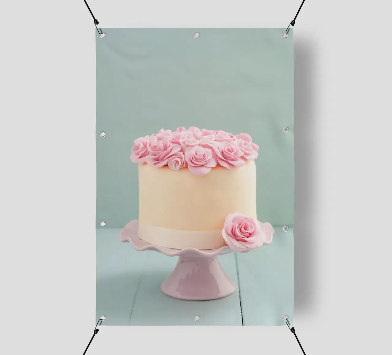 Torta elegante con rose di zucchero rosa telo in pvc da foodphotolove