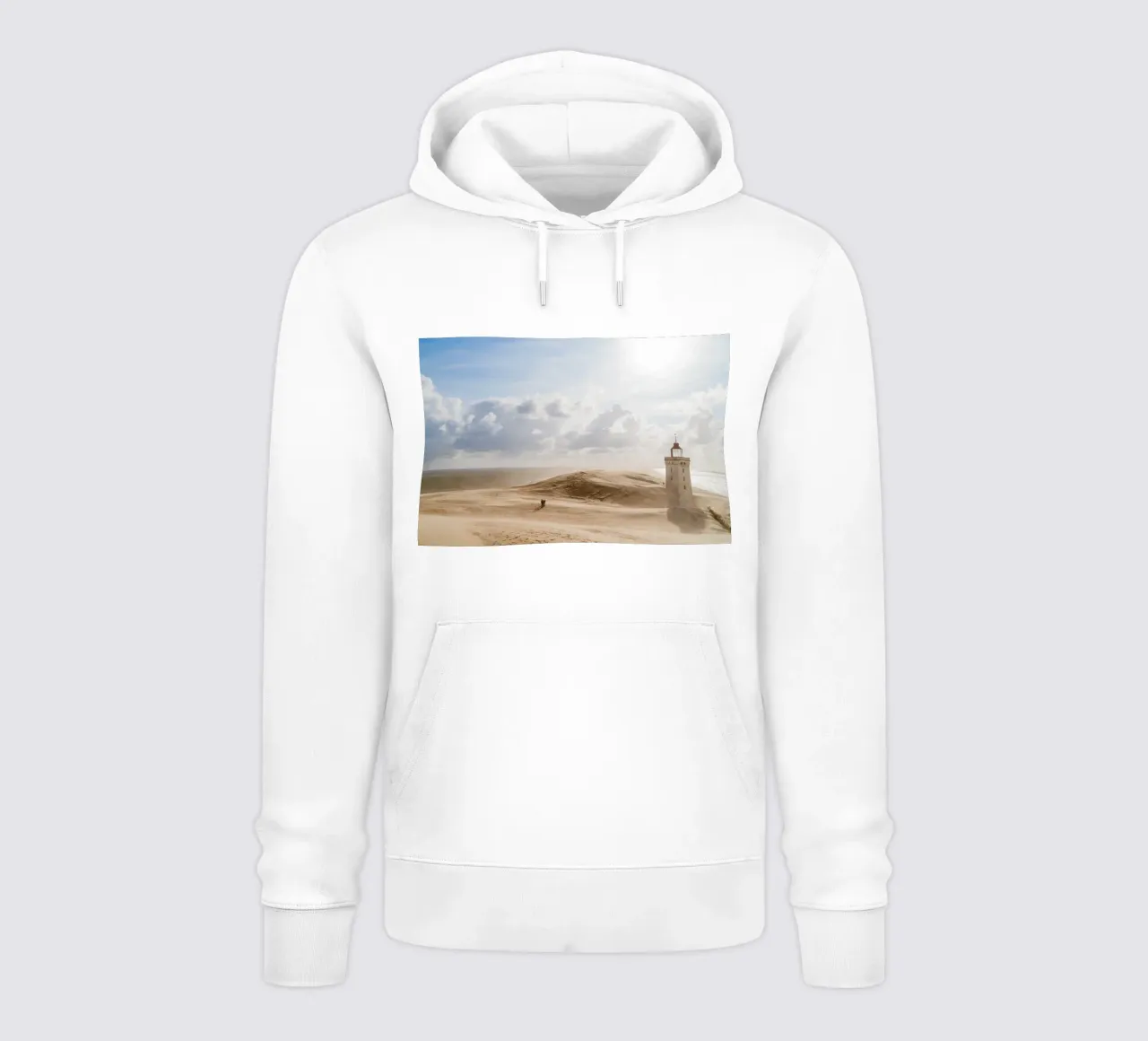Faro di Rubjerg Knude in tempesta di sabbia felpa con cappuccio da foodphotolove