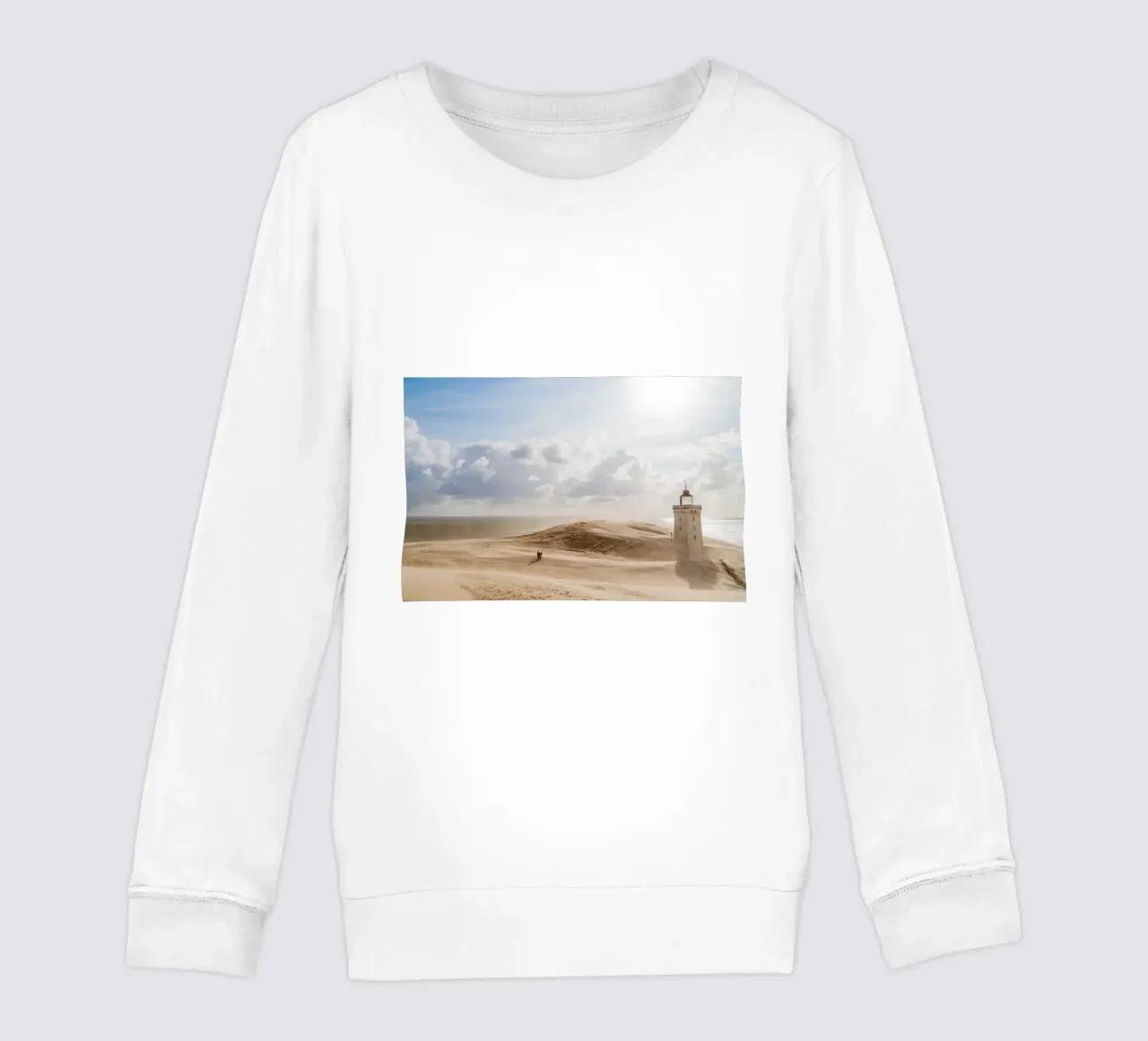 Rubjerg Knude Leuchtturm im Sandsturm Kinder Sweatshirt von foodphotolove