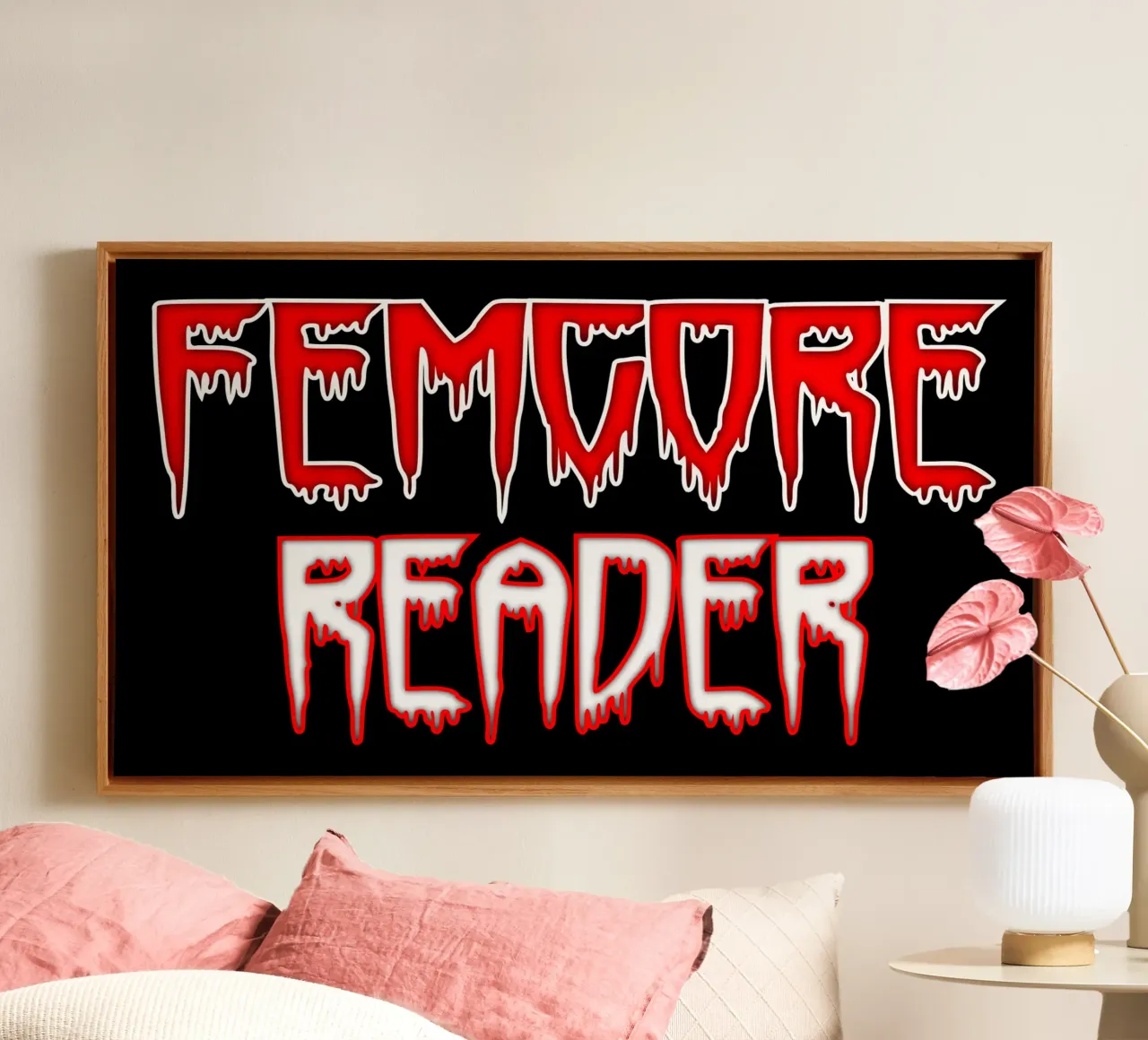 Lettore di libri horror Femgore tela con Cornice a cassetta da sillyindustries