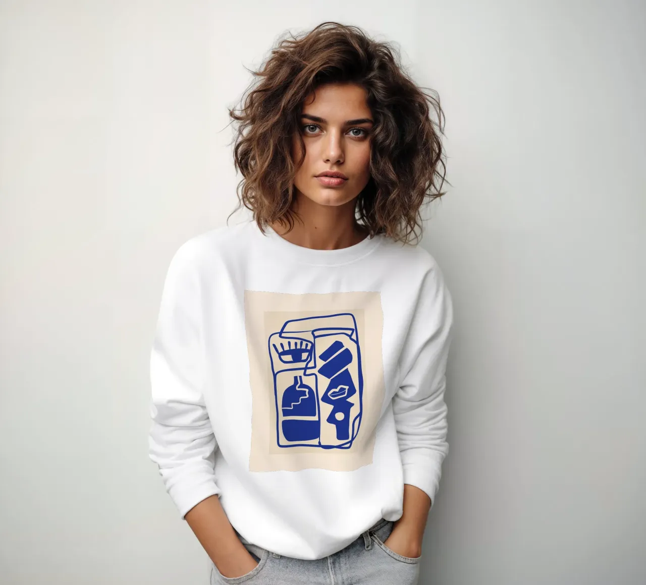 Moderno Abstracto Mínimo Formas 53 Azul Cobalto sudadera de ThingDesign