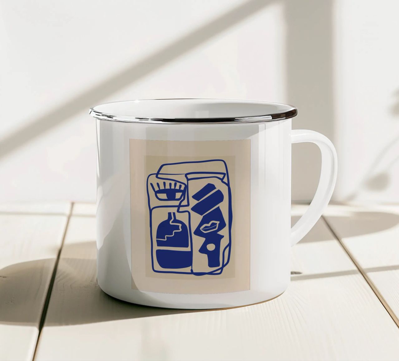 Moderno Astratto Forme Minimali 53 Blu Cobalto tazza in smalto da ThingDesign