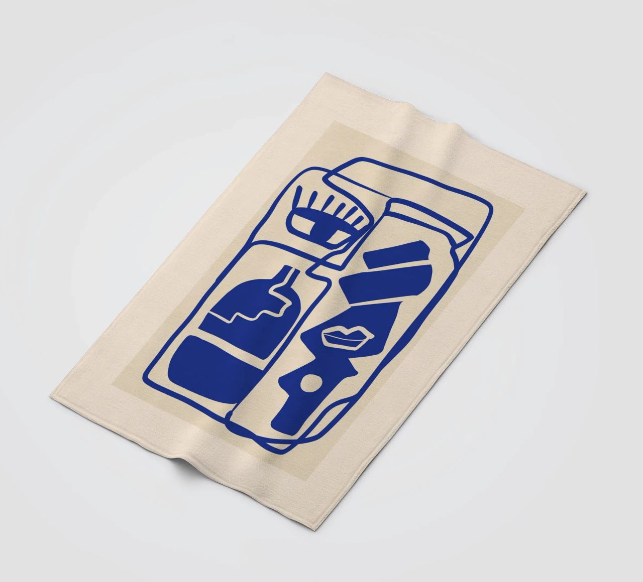 Modern Abstract Minimal Shapes 53 Cobalt Blue fleece blanket by ThingDesign
