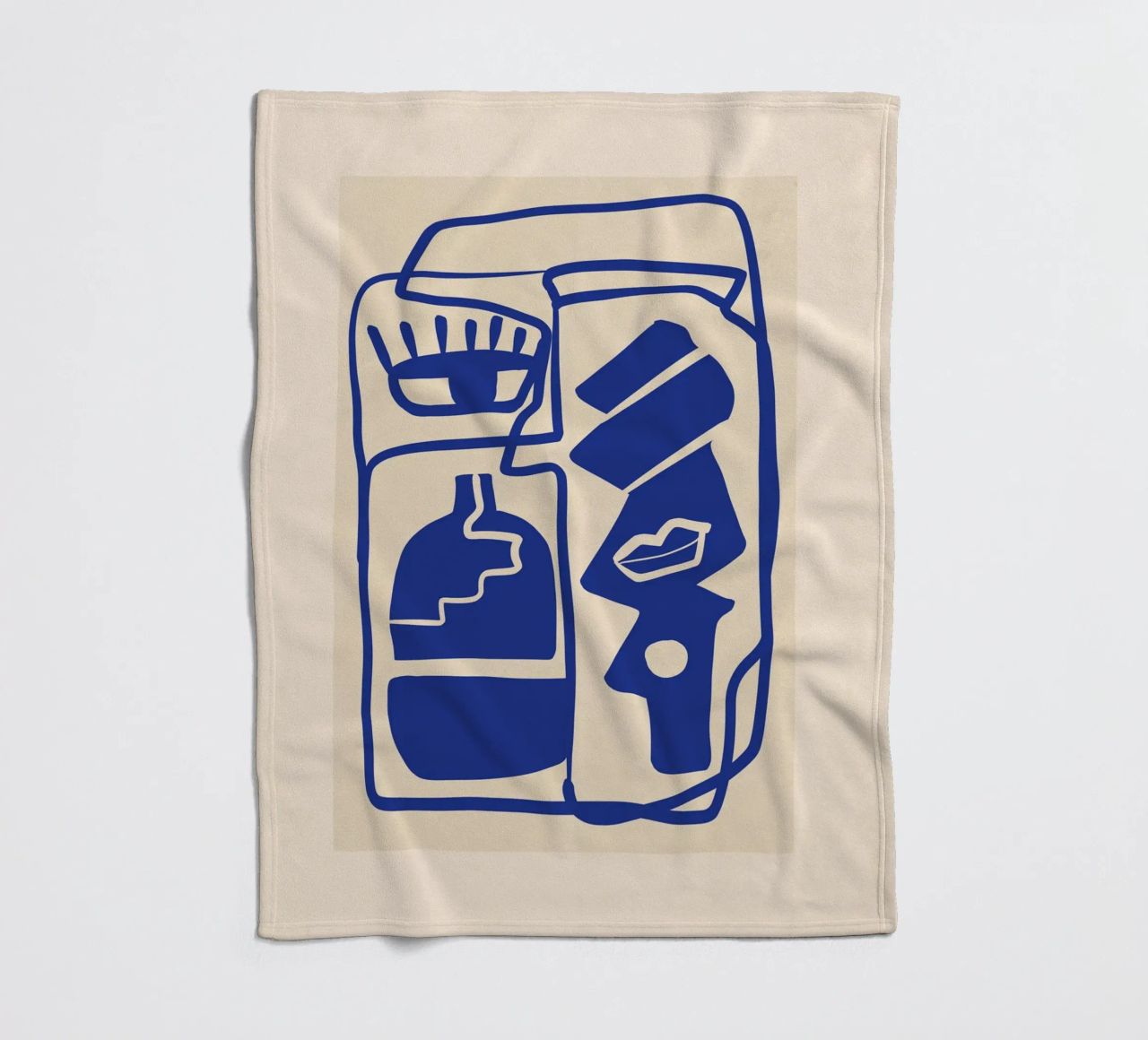 Modern Abstract Minimal Shapes 53 Cobalt Blue fleece blanket by ThingDesign
