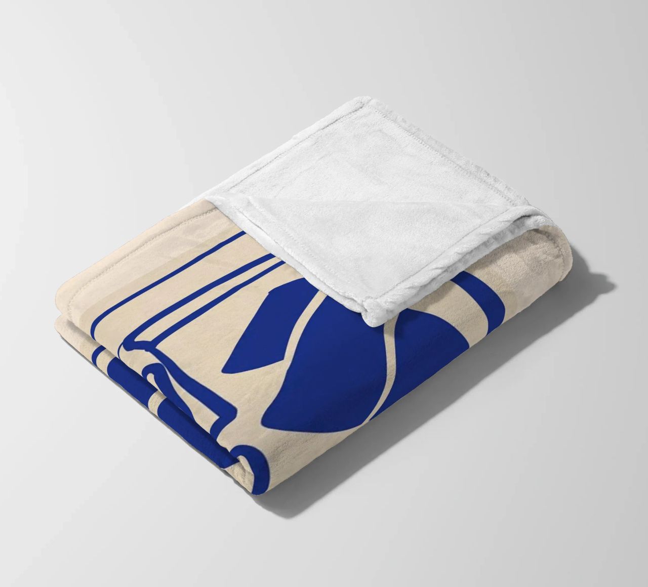 Modern Abstract Minimal Shapes 53 Cobalt Blue fleece blanket by ThingDesign