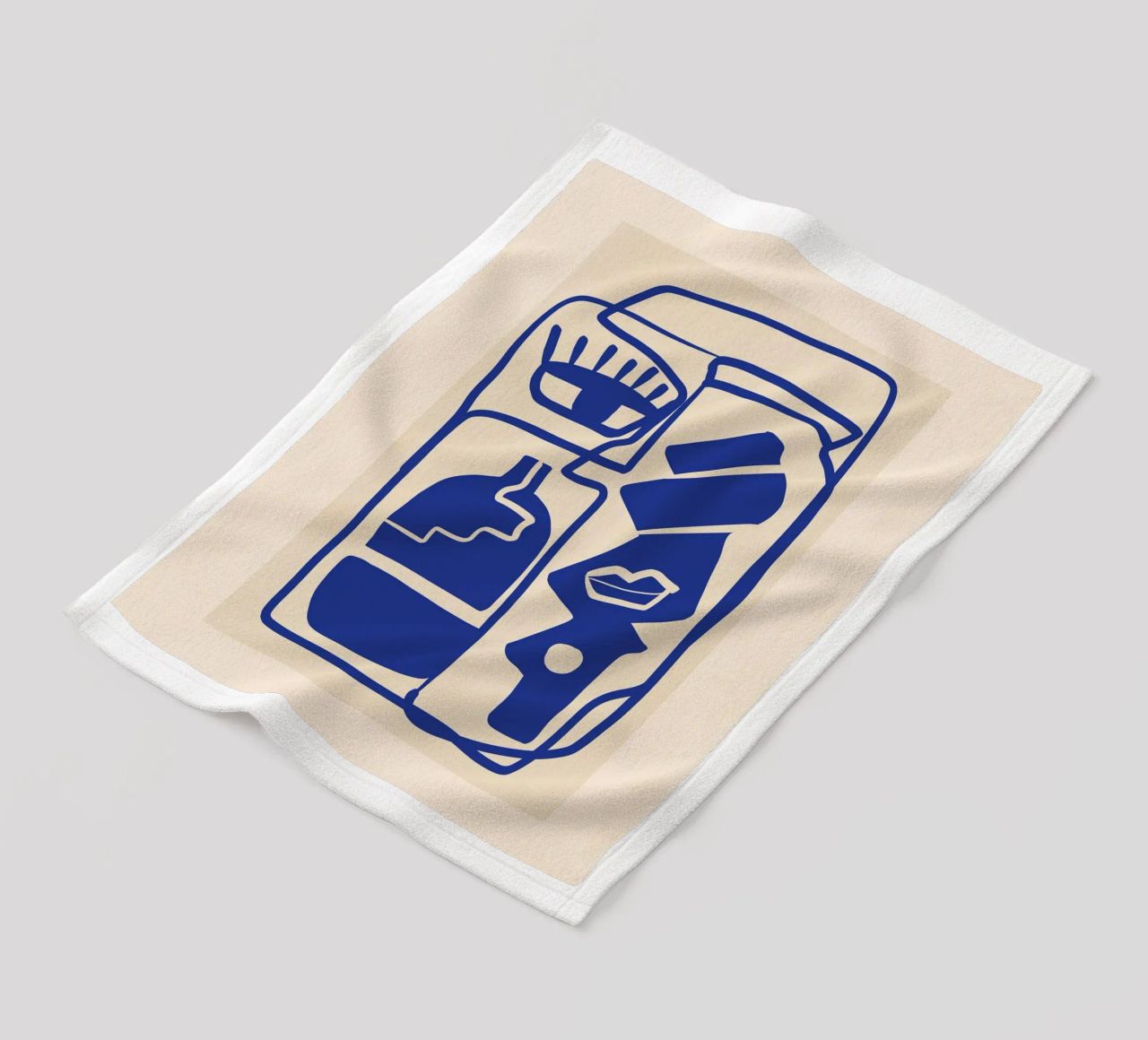 Modern Abstract Minimal Shapes 53 Cobalt Blue fleece blanket by ThingDesign
