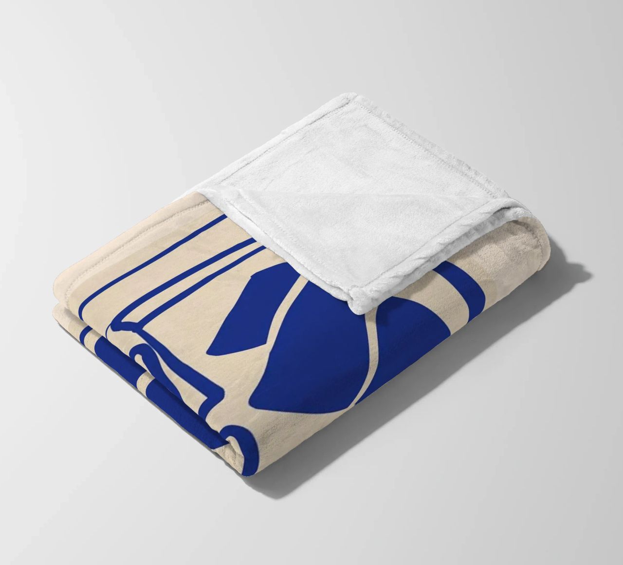 Modern Abstract Minimal Shapes 53 Cobalt Blue fleece blanket by ThingDesign