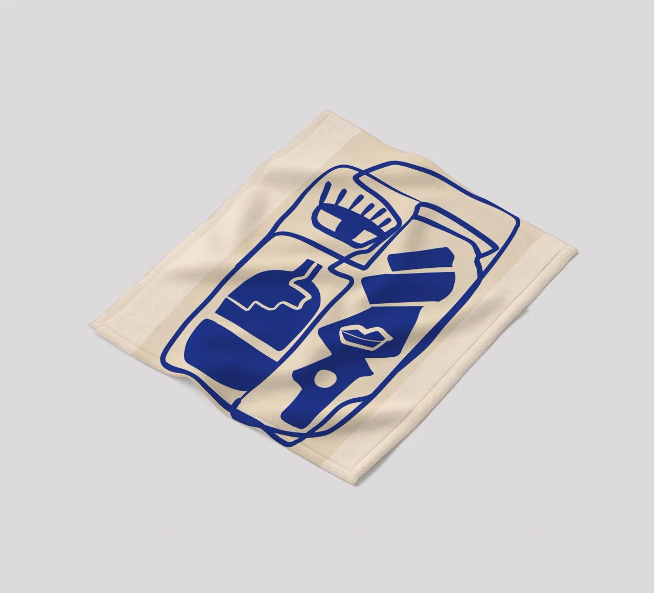 Modern Abstract Minimal Shapes 53 Cobalt Blue fleece blanket by ThingDesign